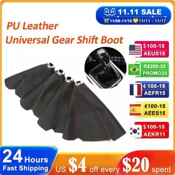 Car Gear Shift Collars Manual Handbrake Gaiter Boot Cover Black PU Leather Car Accessories Universal Gear Shift Gaiter красный