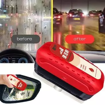 Car Glass Oil Film Remover 120ml Powerful Automotive Windshield Window Oil Film Sponge Cleaning Brush Auto Glass Stains Cleaner красный