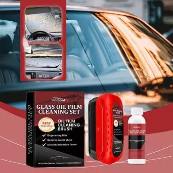 Car Glass Oil Film Remover Glass Sponge Cleaning Brush Front Inner Windshield Glass Oil Film Cleaner For Car Cleaning Brush A6G3 красный