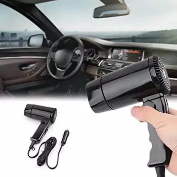 Автомобильный фен для волос, размораживатель окон, 12 В, складной фен для автомобиля, мини-фен для кабриолета, кемпинга, автофургона, внедорожника, аксессуары чёрный