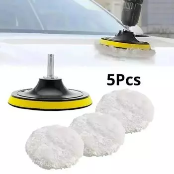 Car hair removal sponge disc wool wheel polishing kit, car paint care polishing pad, car tools, 5 pieces, 3 inches, 4/5 inches