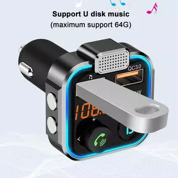 Car Hands-free Bluetooth 5.0 FM Transmitter Car Kit MP3 Modulator Player Handsfree Audio Receiver QC3.0 18W 2 USB Fast Charger CHINA
