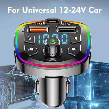 Car Hands-Free Bluetooth-compaitable 5.0 FM Transmitter 2 Fast MP3 Player Audio Receiver Car Charger Kit Handsfree Modulato чёрный