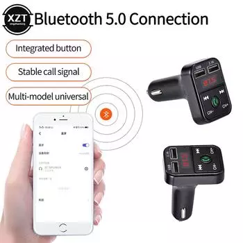 Car Handsfree Wireless Bluetooth-Compatible 5.0 FM Transmitter LCD MP3 Player Car Accessories Dual USB Charger FM Modulator чёрный