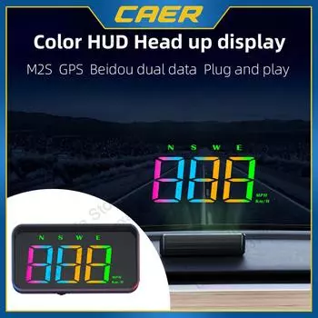 Car Head Up Display GPS Speedometer MPH KM/H Speeding Alarm RGB HUD Light Sensing Windshield LCD Projector for All Auto Models чёрный