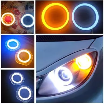 Car Headlight DRL Daytime Running Light Auto Halo Ring Angel Eyes 12V Day Light Turn Signal White Yellow