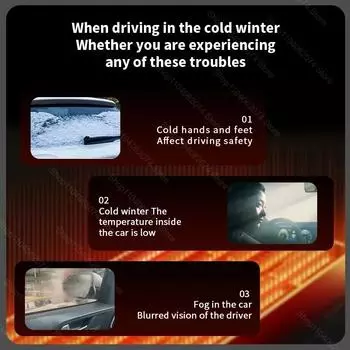 Car Heater 12V 120W Portable Electric Heating Fan Automatic Windshield Dryer Defogging Demister Defroster Heater For Car