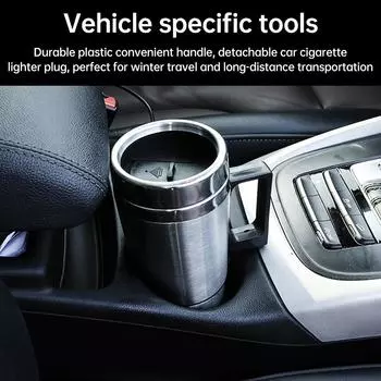 Car Heating Cup 12V 24V Stainless Steel Electric Kettle Water Coffee Milk Thermal Mug Electric Heating Vehicle Travel Kettle