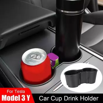 Car Holder Drink Cup Cell Phone Coffee Stand Trash Bin Mini Tray Interior Storage Case Kit Auto Accessories For Tesla Model 3 Y чёрный