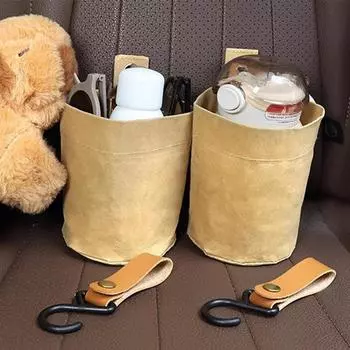 Car Hung Garbage Bin Car Waste Holder Can Trash Basket Portable Hung Car Umbrella Holder Storage Bucket For RVs Cars Trucks And жёлтый