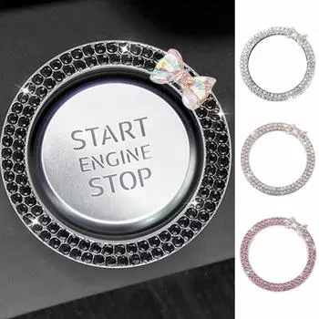 Car Ignition Ring Push Start Button Ignition Ring Car Start Button Ring Car Ignition Button Decoration Ring Engine Start Stop розовый