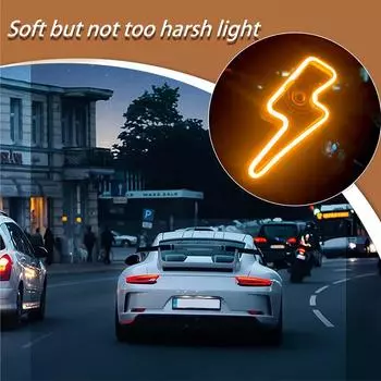 Car Interior Atmosphere Lights Bolt Sign Car Interior Neon Lights Auto Ambient Lighting Ornament Car Accessories Interior For жёлтый
