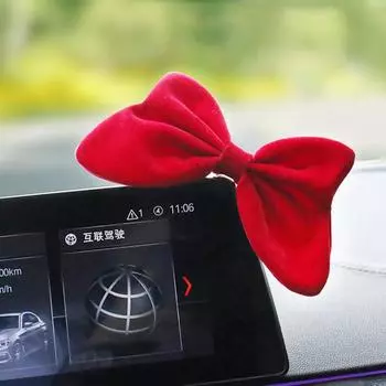 Car Interior Decoration Lovely Car Center Console Air Outlet Ornament Shoulder Protector Bow Tie Auto Accessories красный