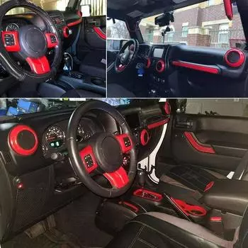 Car Interior Decoration Set For Jeep For Wrangler JK JKU 4 Door 11-17 Nterior Decor Trim Kit Car Interior Decoration Accessories чёрный