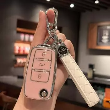 Чехол для автомобильного ключа, держатель для ключей с брелком для VW Volkswagen Jetta Beetle Tiguan, мягкие полные чехлы из ТПУ, протекторы Golf Passat GTI чёрный