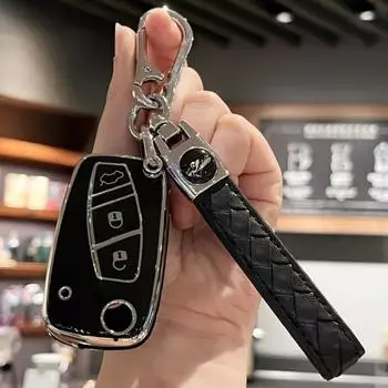 Чехол для автомобильного ключа с кожаным брелком для Fiat Panda Stilo Punto Doblo Grande Bravo 500 Ducato Minibus Protected Fob Accessor