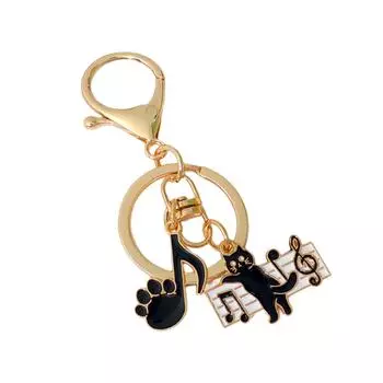 Car Key Chains Lovely Music Cat Keychain Music Note Keyring Bag Charm Handbag Charm Cats Piano Keyholders Ornament B