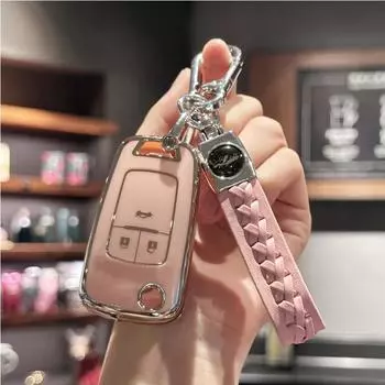 Чехол для автомобильного ключа FOB с кожаным шнурком для Vauxhall Opel Astra Insignia Vectra Zafira Meriva Mokka Chevrolet Cruze Holden 2 3 розовый