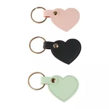 Car Key Holder Heart Shape Keychain Simple Colorful Pendant Classic Leather Heart Keyring Kids розовый