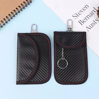 Car Key Signal Blocker Case Cage Fob Pouch Keyless RFID Carbon Fiber Blocking Bag Protector Anti-Theft Pouch