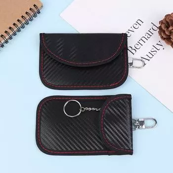 Car Key Signal Blocker Case Cage Fob Pouch Keyless RFID Carbon Fiber Blocking Bag Protector Anti-Theft Pouch