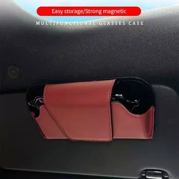 Car Leather Sunglasses Holder Glasses Case Box Auto Accessories Clip Card Ticket Holder Multi-Function Car Interior Storage Box чёрный