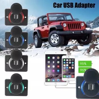 Car LED aperture Car charger Dual USB 3.1A 12/24V Power Adapter Outlet Universal USB Socket Plug For Car Auto Motorcycle Bus белый