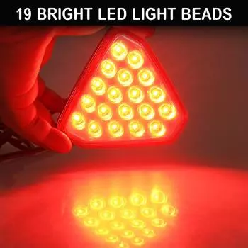 Автомобильный светодиодный стоп-сигнал 12 В, красный треугольник, стиль F1, задний фонарь, стробоскоп, стояночный предупреждающий свет, лампа предотвращения столкновений для автомобиля, грузовика, автофургона чёрный