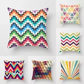Car Living Room Sofa Cushion Cover Luxury Home Decoration Pillow Cover Rainbow Geometric Aesthetic Cushion Cover 40x40cm