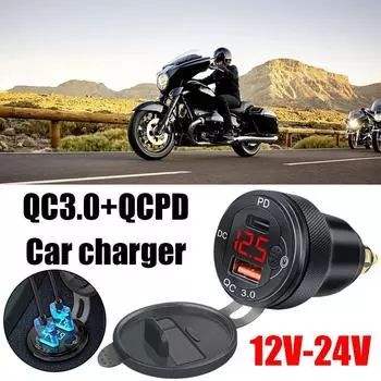 Car Motorcycle Charger Dual USB QCPD Fast Charger 12-24V QC3.0 Aluminum Alloy Charging Adapter For BMW R1200GS R1250GS F800 X3S9