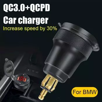Car Motorcycle Charger Dual USB QCPD Fast Charger 12-24V QC3.0 Aluminum Alloy Charging Adapter For BMW R1200GS R1250GS F800GS