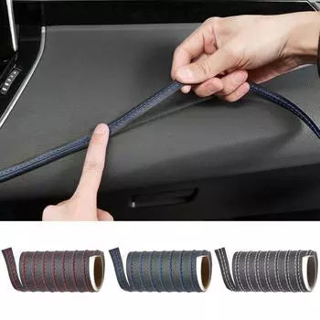 Car Mouldings Trim Pu Leather Braid Decorative Line Strip for Door Dashboard Sticker Universal Car Interior Sticker Accessories чёрный