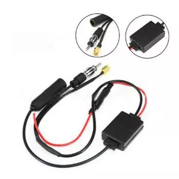 Car Mounted FM Antenna Amplifier Amplifier DVB Female Head Square Box Radio Signal Amplifier Connector чёрный