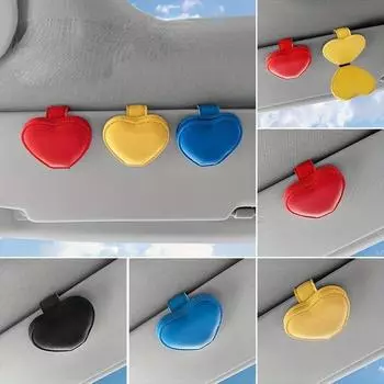 Car Mounted Glasses Clip Multifunctional PU Leather Sunglasses Clip Car Sunshade Card Storage Ticket Clip красный