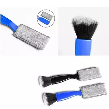 Car multifunctional double-headed soft brush air conditioning outlet dust removal brush car interior detail cleaning brush синий