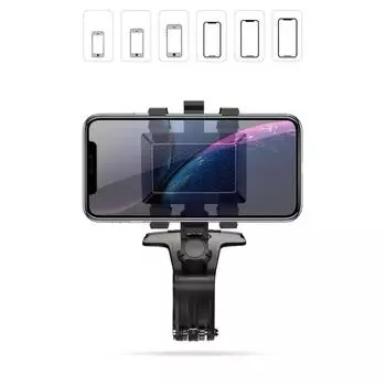Автомобильный многофункциональный кронштейн для мобильного телефона, вращающийся на 360 градусов, с креплением для номерного знака и зеркала заднего вида для всех моделей телефонов чёрный