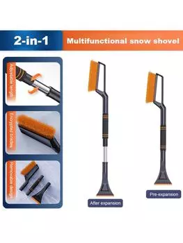 Car Multifunctional Snow Shovel, 2-in-1 Snow Brush and Shovel, Detachable Car Snow Brush and Shovel, Car De-icing Shovel