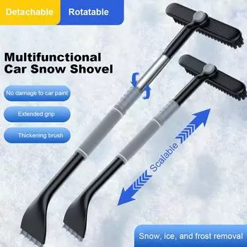 Car Multifunctional Snow Shovel Rotatable Telescopic Snow Removal Auto Windshield Defrosting Ice Scraper Deicing Cleaning Tools белый