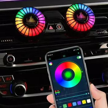 Car Music Rhythm Lamp Air Freshener RGB 256 Colors Sound App Control Voice Rhythm Atmosphere Option Air Freshener Ambient Light