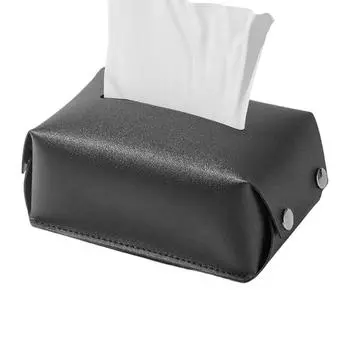 Car Napkin Holder PU Leather Car Armrest Box Tissue Holder Napkin Box Car Tissue Case For Backseat And Armrest чёрный