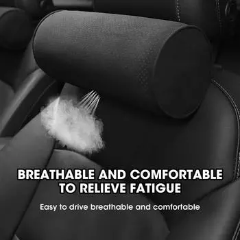 Car Neck Pillow Alcantara Suede Circular Headrests Mounted Cervical Spine Protection Pillow Universal Car Use Universal чёрный