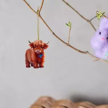 Автомобильная подвеска с выразительным шнурком, яркий акриловый декор, подвеска в форме коровы для автомобиля