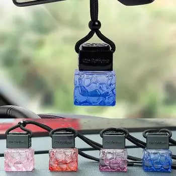 Car Perfume Bottle Perfume Pendant Car-styling Air Freshener Hanging Glass Bottle Auto Ornament Diffuser For Essential Oils Tool красный
