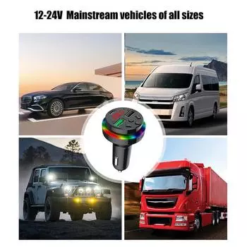 Car Phone Charger LED Light Display Charger Adapter With USB Port Charging Supplies Wireless Car Interior Accessories With CHINA