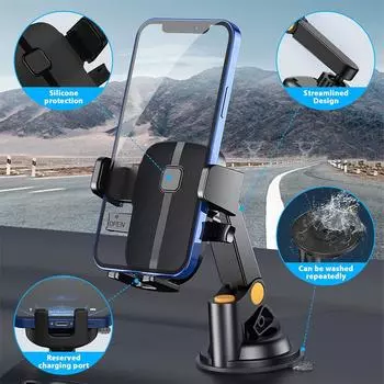 Car Phone Holder Stand 360 Degree Universal Dashboard Phone Holder Mobile Phone Support For iPhone 15 13 Xiaomi Samsun чёрный