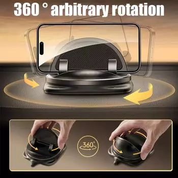 Car Phone Mount Dashboard Cell Holder 360° Rotatable With Non-slip Silicone Pad Phone Stand For Car Auto Strong Adhesive De H4F3 чёрный