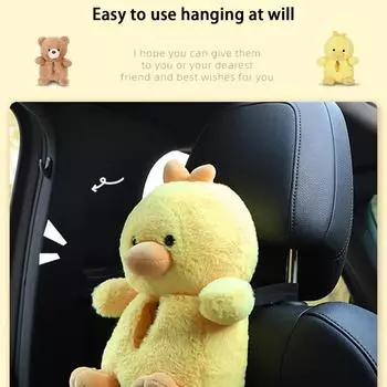 Car Plush Tissue Holder Stuffed Animal Cute Car Napkin Box Automotive Interior Decor Tissue Organizer Napkin Dispenser For