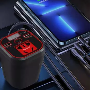 Car Power Inverter 12V/24V Cigarette Lighter Power Fast Charger USB Supply Inverter With Converter Adapter Charging I4A4