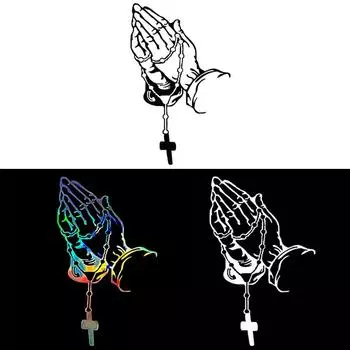 Car Prayer Gesture Laser Stickers God Jesus Christ Fashion Car Body Styling Decorative Stickers Car Interior Stickers Color белый