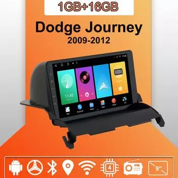 Автомобильное радио Android Auto Carplay для Dodge Journey 2009-2012 Мультимедийный проигрыватель Головное устройство Стерео GPS Навигация BT WIFI 1+16 ГБ 1+16GB